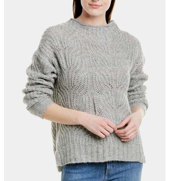 J.Crew Alpaca Blend Womens Pointelle Cable Knit Sweater AF007 Cottage Gray XL - Picture 1 of 16